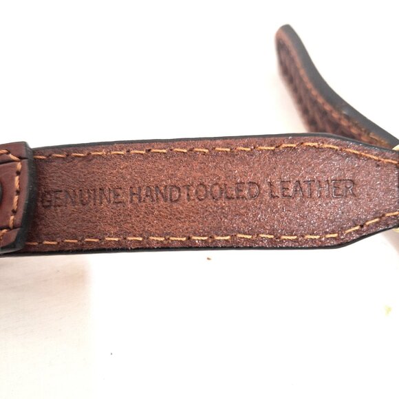 Women’s Hand Tooled Leather Western Concha Belt 28 Aztec Wraps - Picture 5 of 5